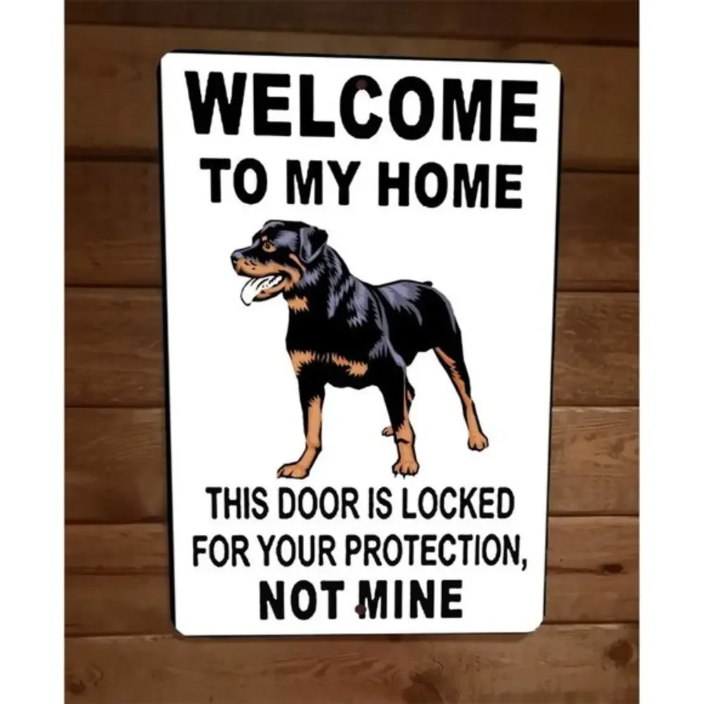 Door is Locked for Your Protection‎ Rottweiler Dog 8x12 Metal Wall Animal Sign